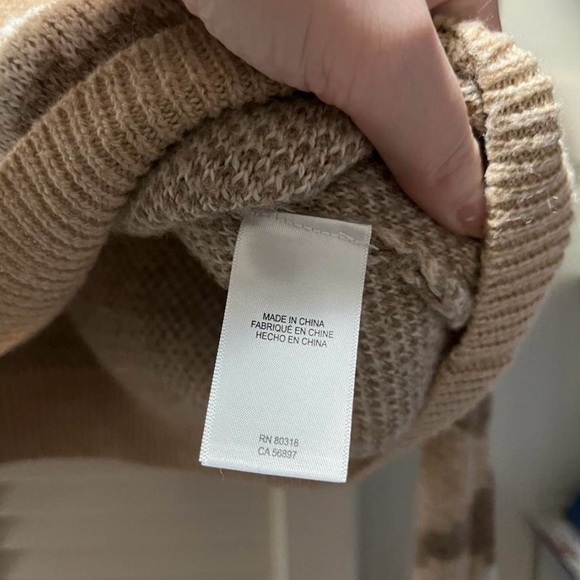 Lucky Brand Beige and Cream Camouflage Wool Blend Sweater - Picture 5 of 7